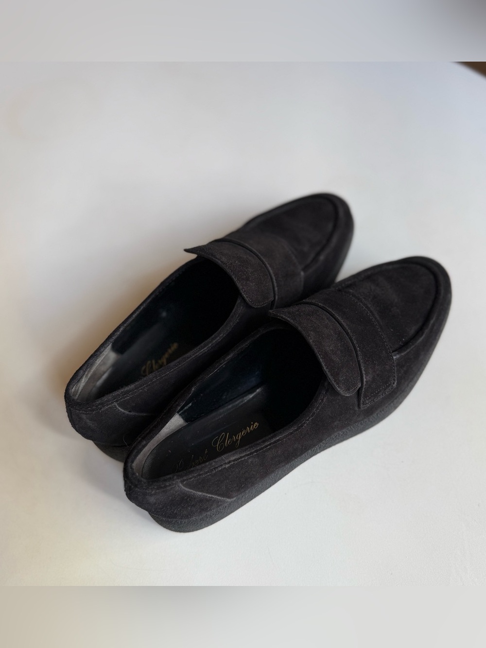 Robert Clergerie Paris Made in France 8,5 Vintage Suede Leather Black Loafers